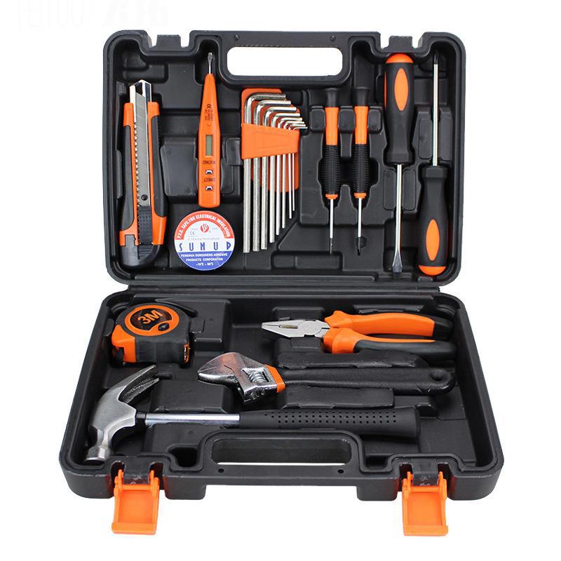 Household Hardware Tool Set: Electric & Impact Drill Combo with Toolbox for Vehicle Repair