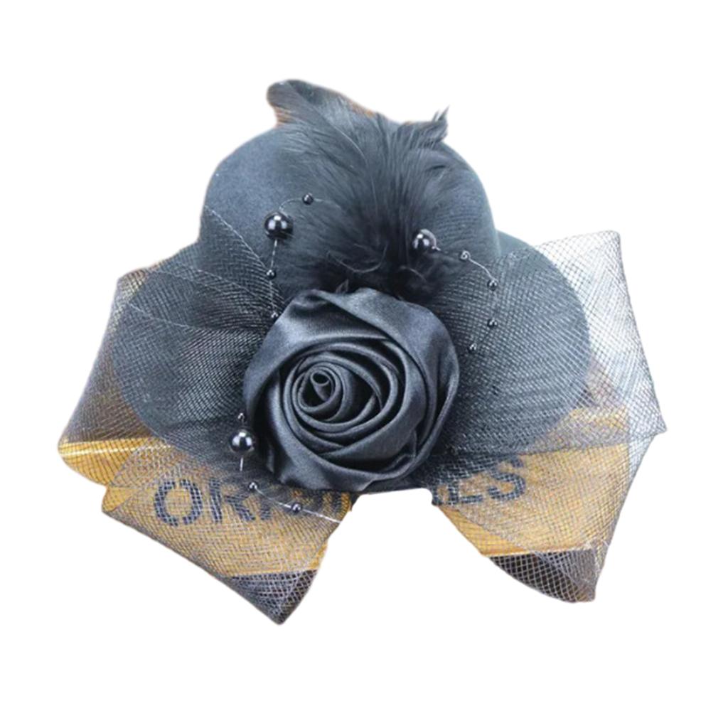 Vintage Bridal Hair Clip with Yarn Decor Top Hat Shape Stage Performances Hairpin Vintage Hair Clip for Taking Photo