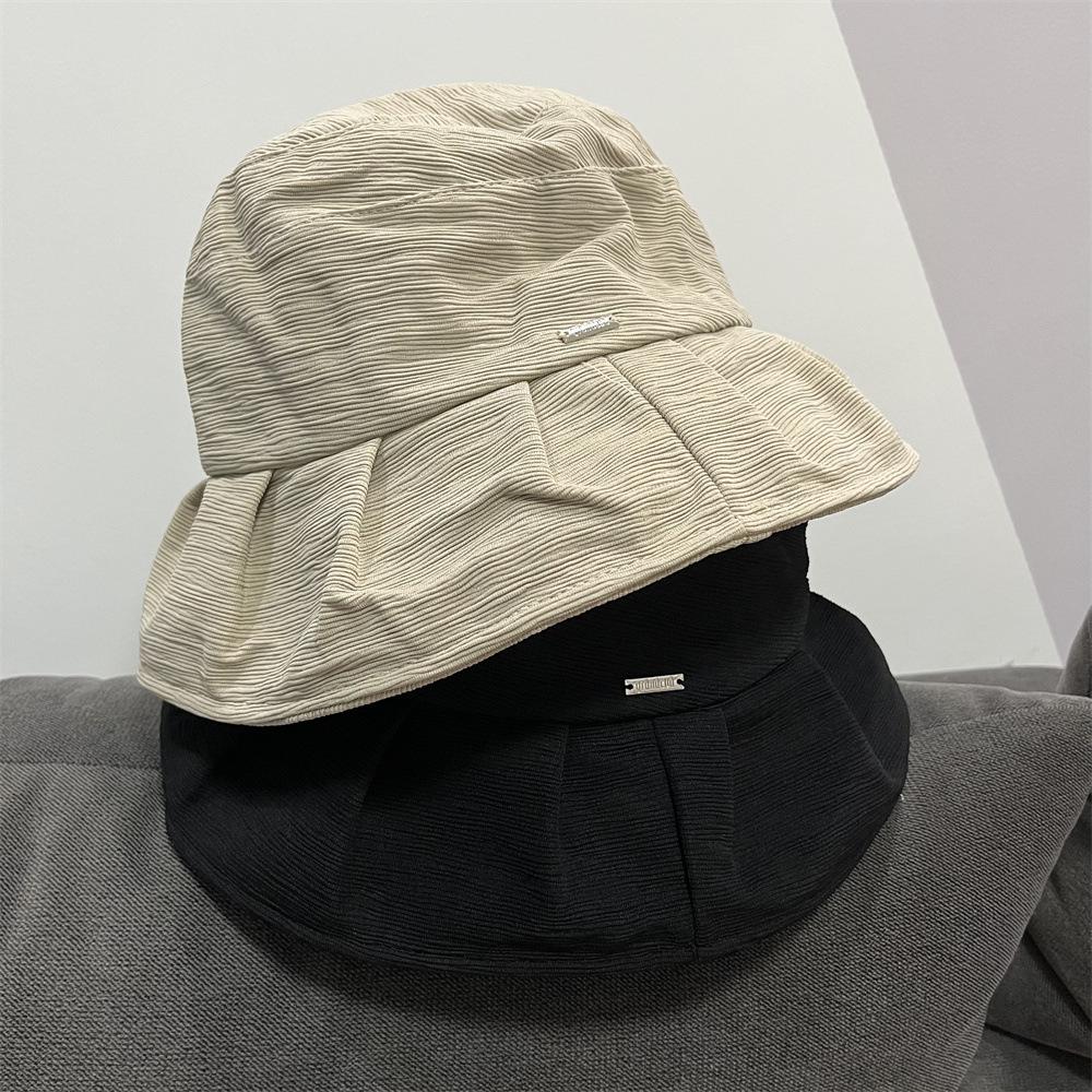 Folded Bucket Hat Women's Autumn Casual Versatile Washbasin Hat Fashion Style Face Cover Black Hat