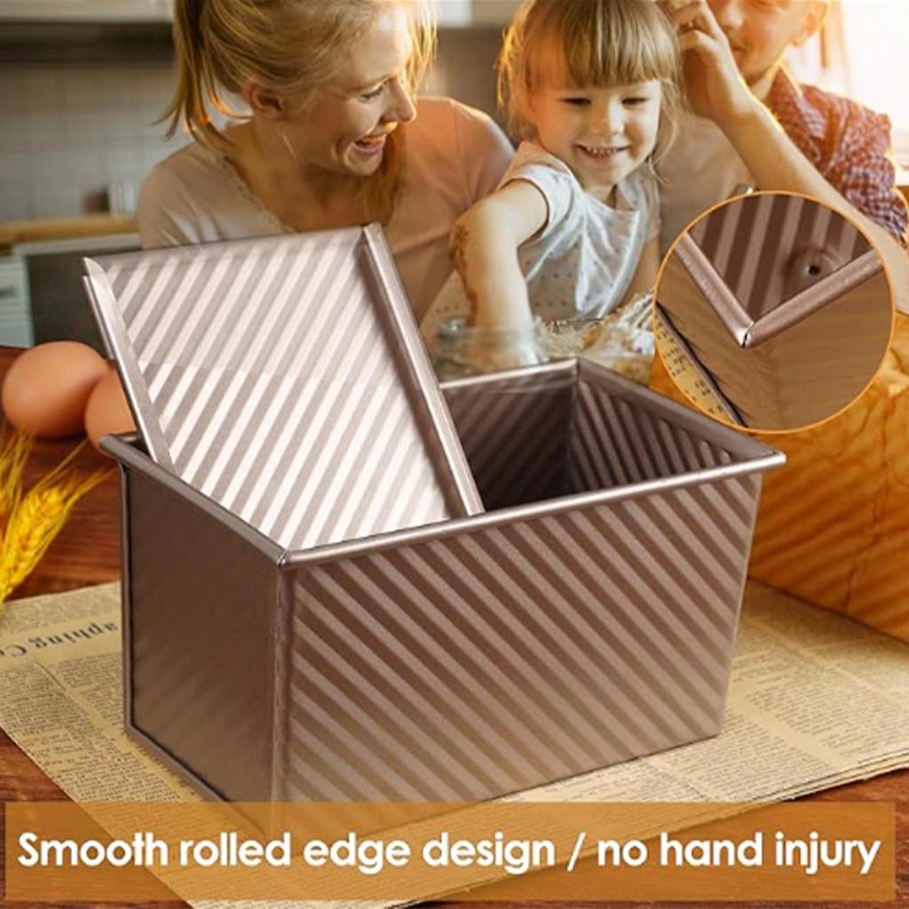 Carbon Steel Corrugated Bread Box With Lid Non-Stick Toast Mold Homemade Baking Mold For Loaf Sandwich Cake Dough