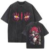 Harajuku Anime Demon Slayer Gewaschenes T-Shirt Mann Vintage Damen Kurzarm Freizeit Oberteile Grafik-T-Shirt Sommer Y2k Kleidung Streetwear