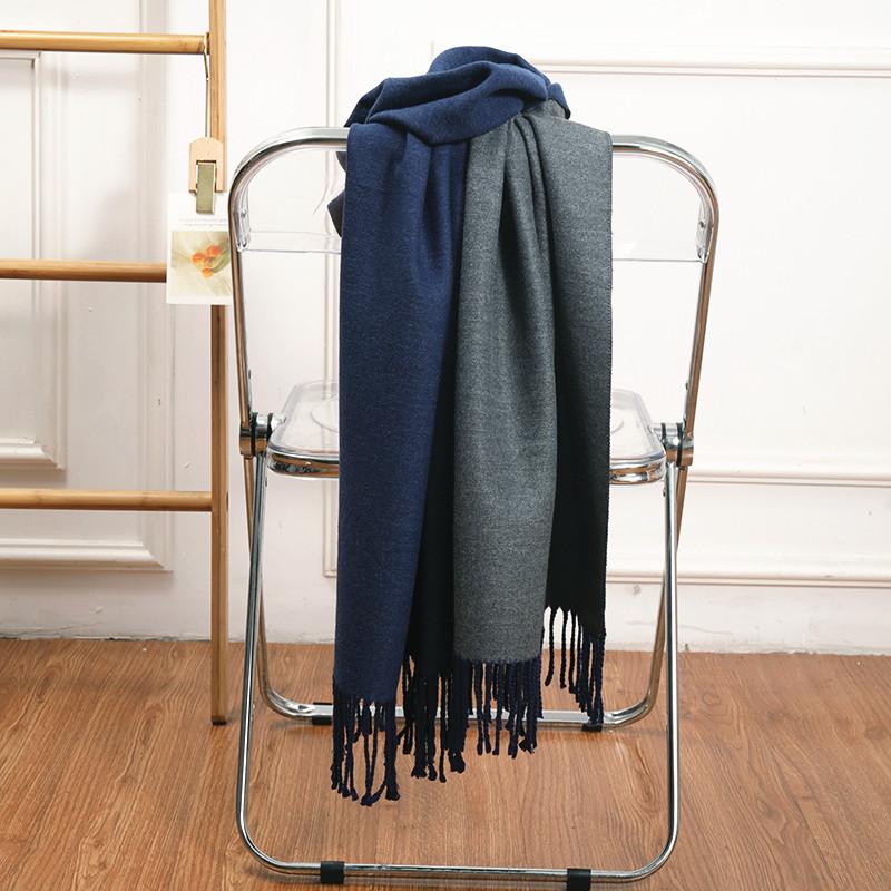 Double-sided Two-color Scarf for Women Autumn and Winter High End New Wool Scarf Shawl Imitation Cashmere Scarf