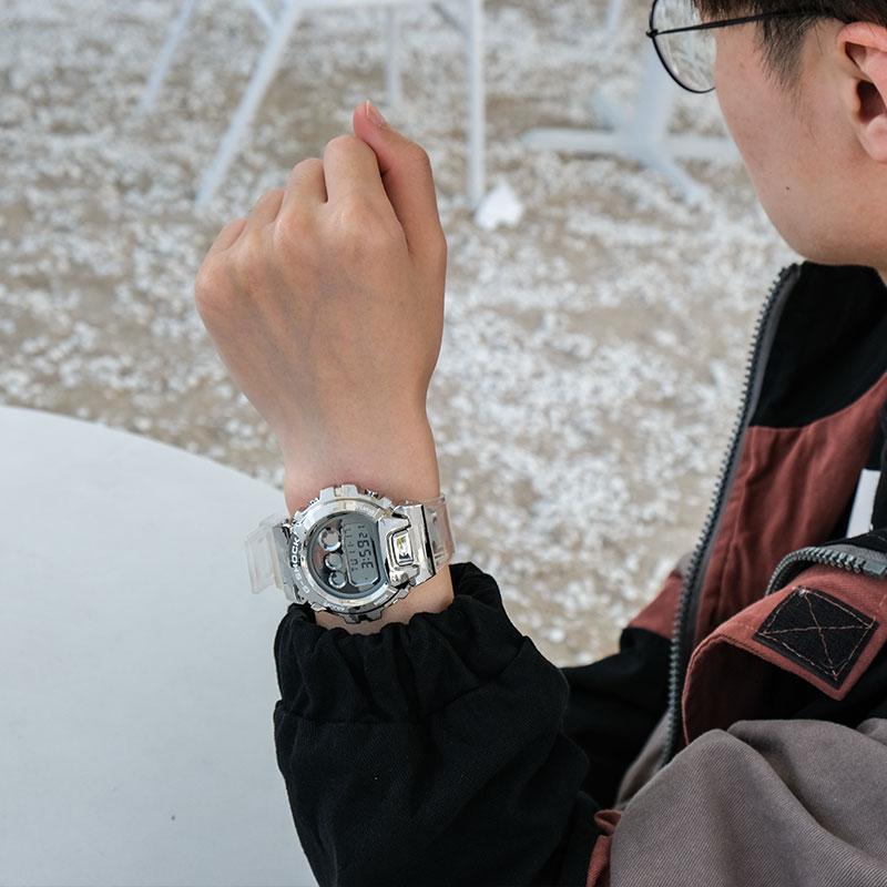 Casio Waterproof Sports Watch Quartz Movement Resin Strap Japanese and Korean Watch Men's Watch Silver Dial GM-6900SCM-1PR