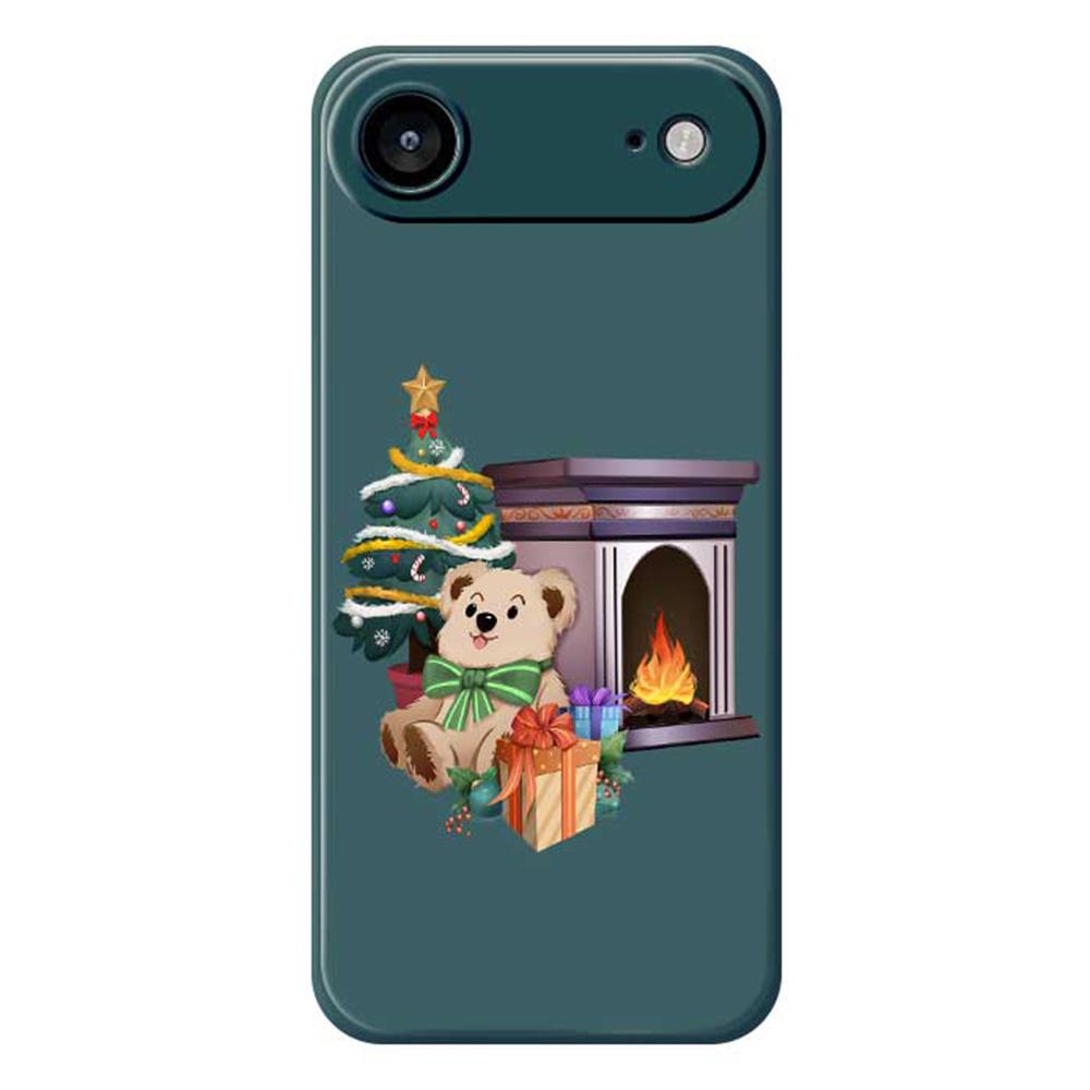 

For iPhone 17 Air Case Christmas Fireplace Gifts Pattern Printing Straight Edge TPU Phone Back Cover Green