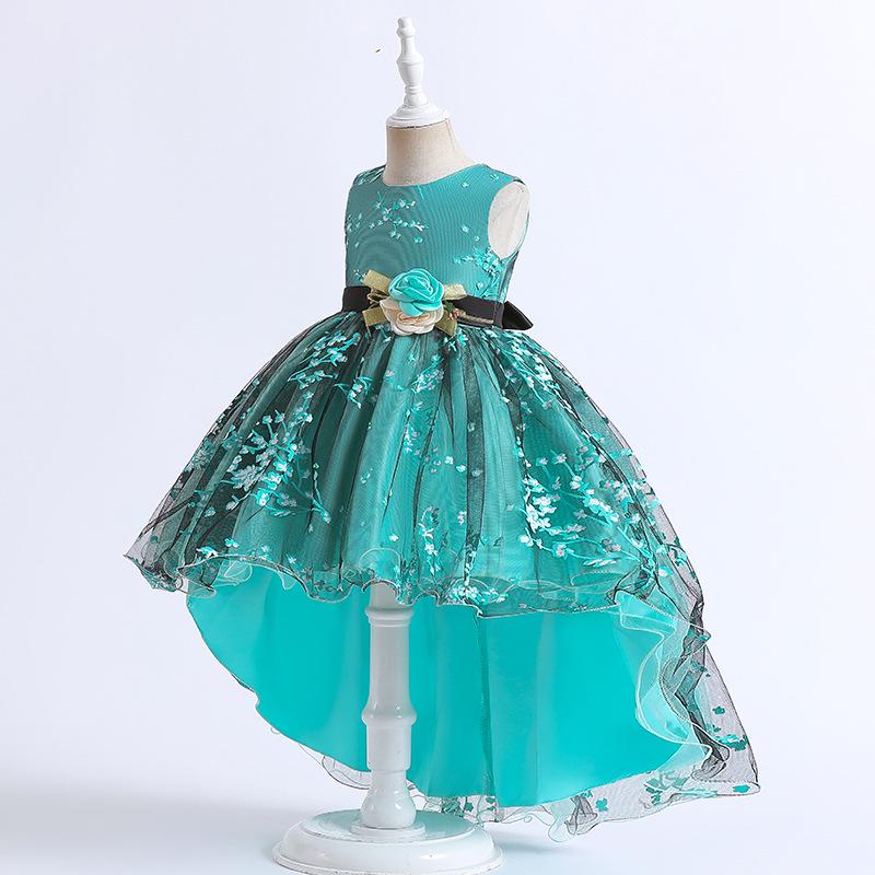 

Girls Sleeveless Princess Print Puff Skirt Evening Gown for Choir and Summer 110cm