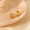 European and American geometric irregular multi-layer open ring niche high-end feeling plated 18k gold stainless steel ring women