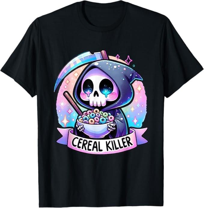 Cereal Killer Breakfast Cereal Bowl Cereals Skull Skeleton T-Shirt