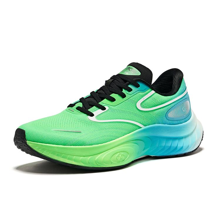 Erke Wu Xing Stable Comfortable Wide Running Shoes Men Sneakers Lime-Green Digital-Blue 51124303148-523