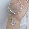 Silver Plated Heart Bead Elastic Bracelet - Unisex Jewelry
