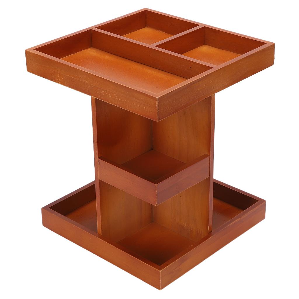 360° Rotating Makeup   Wooden Multi Compartments Desk Storage Rack Cosmetic Display Case for Skincare Perfume Bedroom