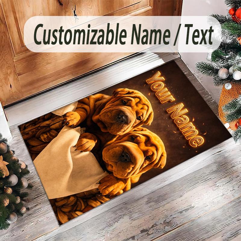 Family Friends Theme Crystal Velvet Rug Personalized Custom Name Text Soft Floor Mat Home Decor