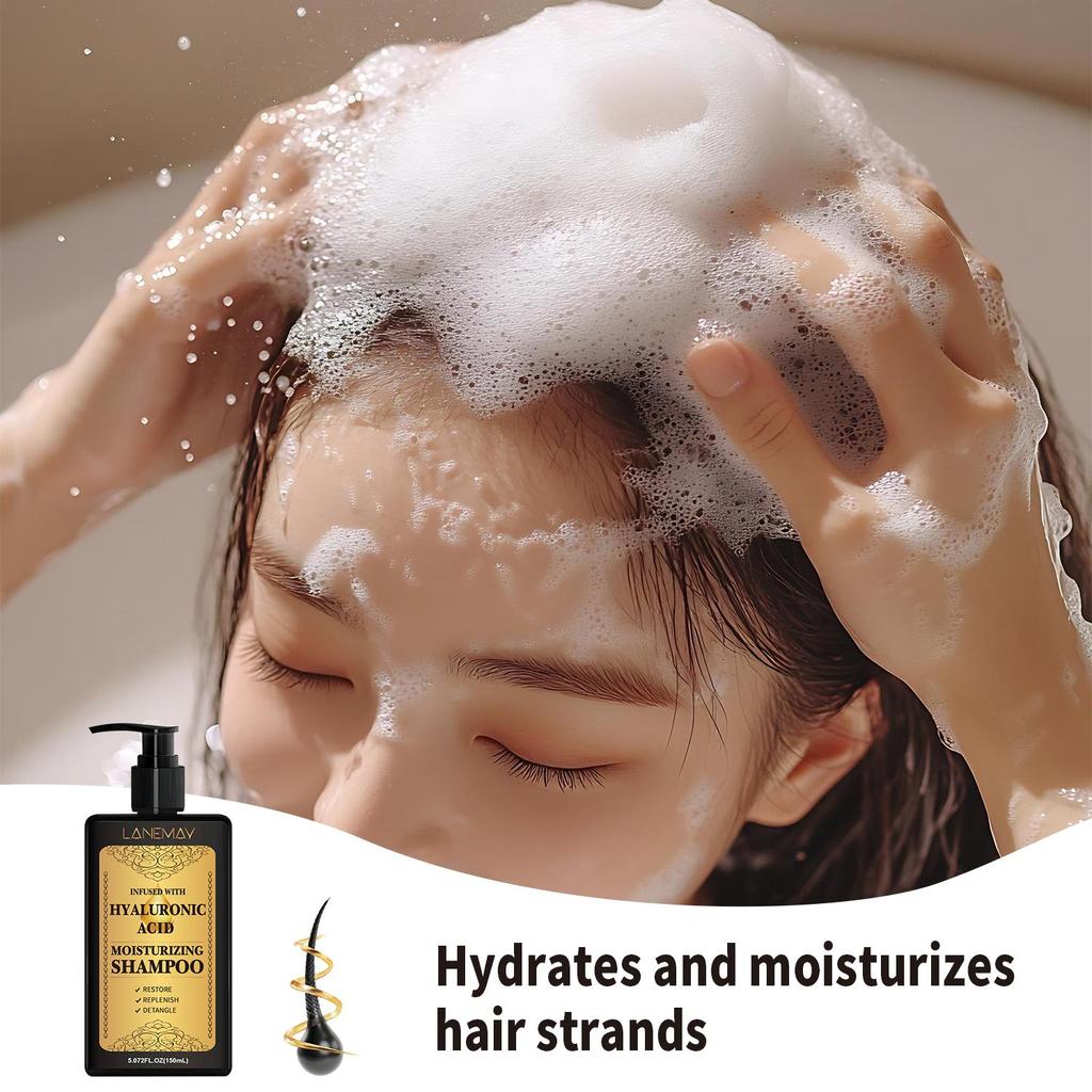 Hyaluronic Acid Shampoo- Cleanses and Strengthenes Dry and Damged Hair, Improves Hair Texture - Reduce Frizz and Add Luster for All Hair Types,150ml