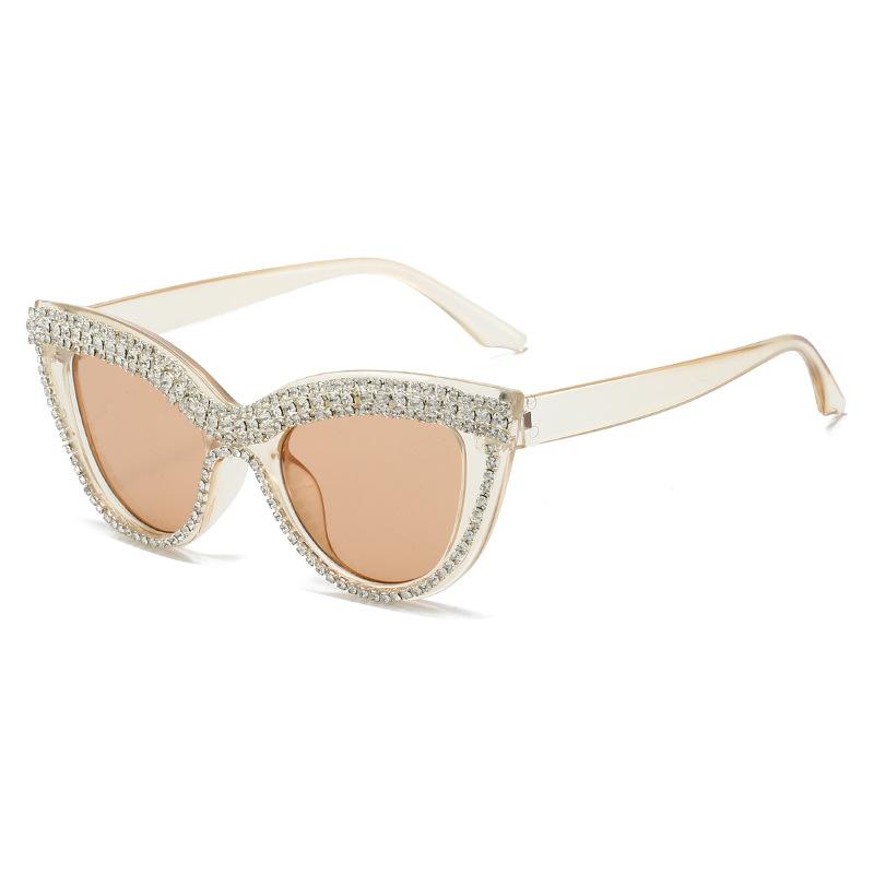 JYL TS Cat Eye Sunglasses Diamond Decor Punk Style Street Shot UV Protection HL8816 A-2685