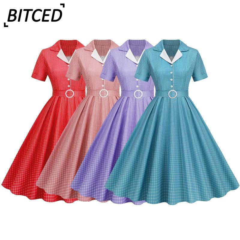 BITCED Abiti Casual Estivi Primaverili a Manica Corta con Scollo a V