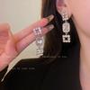 European and American Exaggerated Diamond-encrusted Flower Bow Fringed Earrings Personalized Earrings Internet Celebrity Temperament Earrings