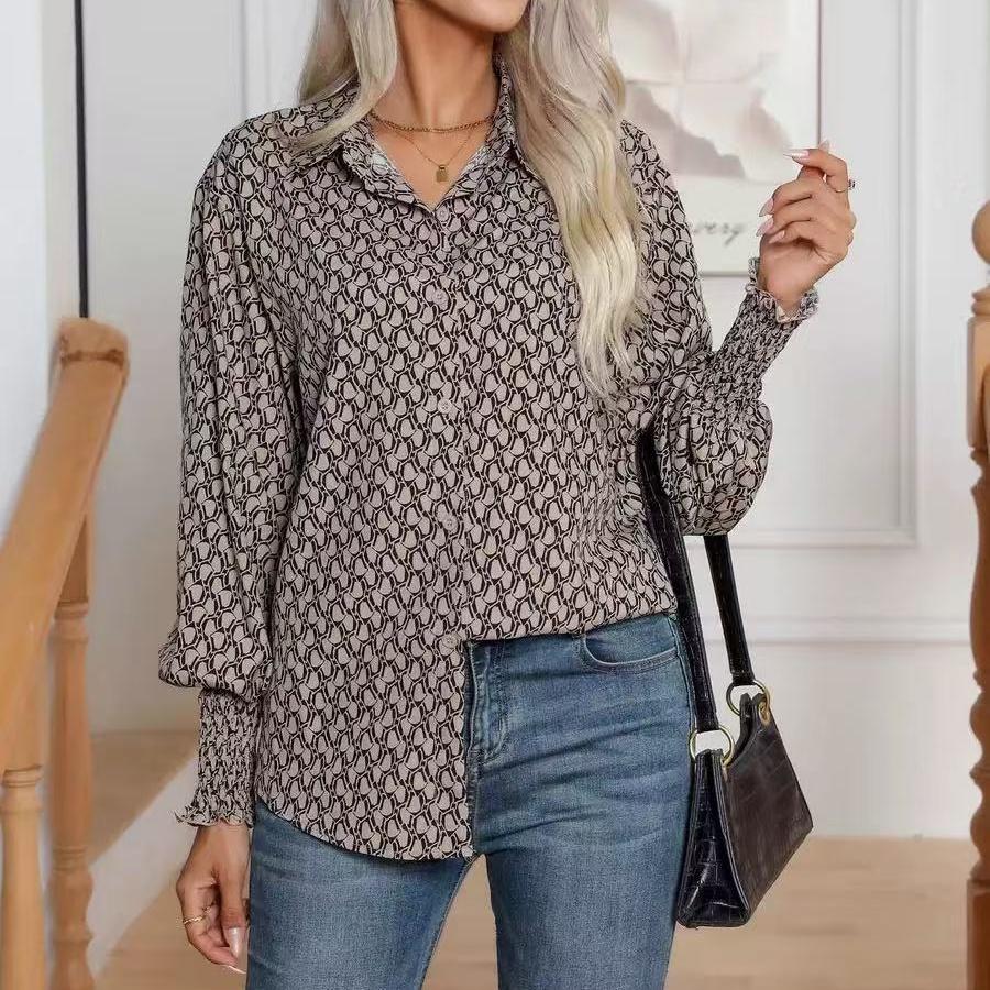 IHUASU Women's Polka Dot Print Lantern Sleeve Shirt Women's Long Sleeve Blouse Tops
