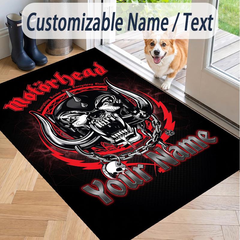 Custom Text Printed Rug Motorhead Non Slip Floor Carpet For Home Room Decor