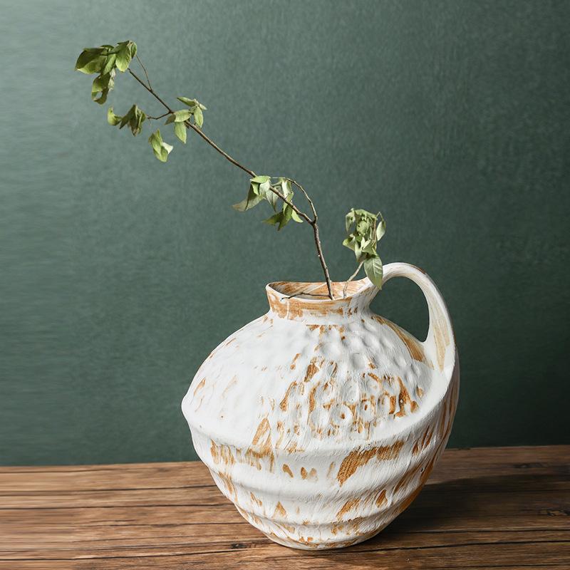 Ceramic Vase Coarse Earthenware Pot Flower Vase Flower Arrangement Accessories Ceramic Handicrafts Home Decoration Flowerpot