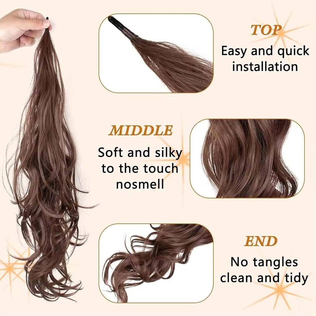 Ponytail Extension Flexible Wrap Around Hair Piece  Long Wavy Curly Hair Extensions for Women