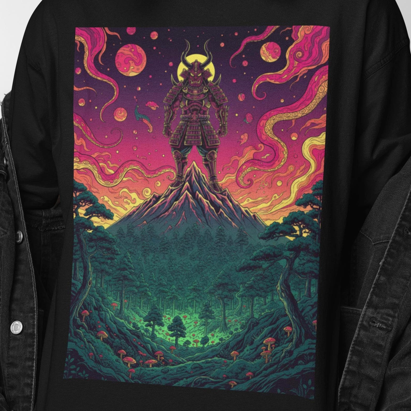 Demon Samurai T Shirt | Surreal Psychedelic Japanese Warrior Graphic Tee | Samurai Lover Gift | Fantasy Art Present 3XL