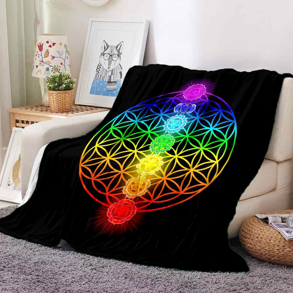 Chakra Balance Flannel Blanket Throw Blanket Soft Warm Sofa Bed Camping Car home Decor Unique Christmas Gift C9302631