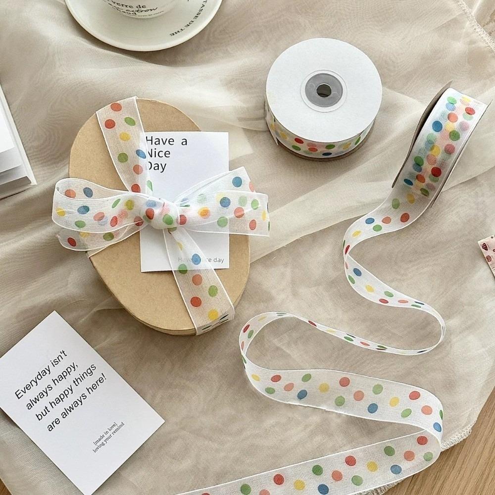 Polka Dots Gift Wrapping Ribbon Colorful Packaging Box Ribbon Gift Box Decorative Ribbon  Birthday