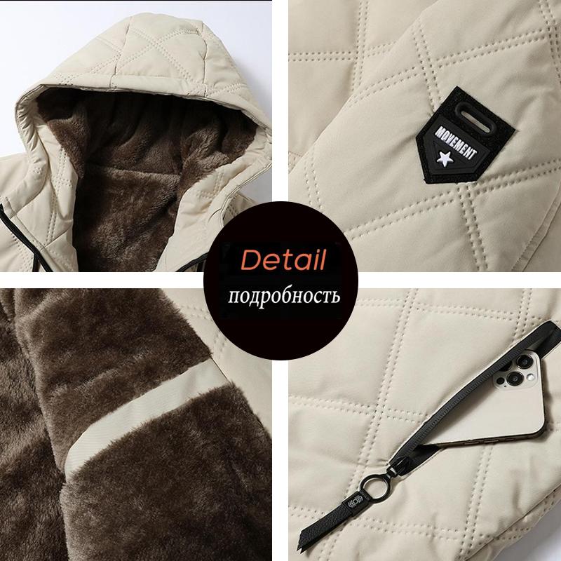 Winter Man Fleece Outdoor Casual Jacket Man Hooded Outwear Warm Jacket Man Multi Pocket Thicken Jacket Male Run Work Safari Coat