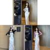 Vintage Floral Print Knit Dress With Side Slit For Summer Casual Wear
