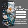 White Camellia Flower Marble Texture Tempered Glass Phone Case for Samsung Galaxy S26 S25 Ultra S24 S23 Plus S22+ S21 FE Covers