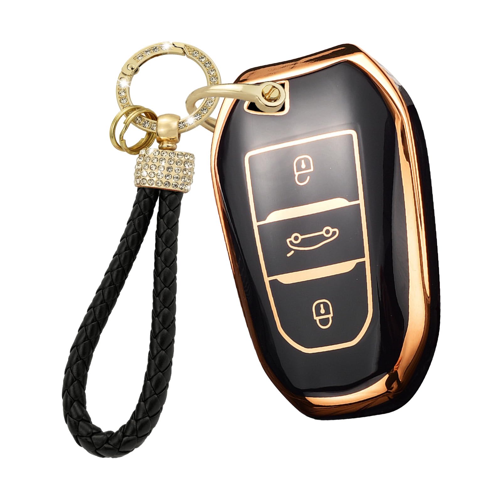 [KUNIO] Key Case for Peugeot Smart Key Holder Silicone Protective чёрный