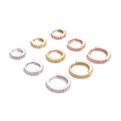 1 pieza de pendientes de circonita para mujer, joyería de moda, pendiente de perforación de acero inoxidable redondo para puños de oreja de adolescentes