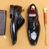 Glossy Leather Shoes Men'S Leather Patent Leather British Carved Business Dress Oxford Shoes Glossy Shoes