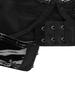 Womens Wet Look Patent Leather Set Wire-free Bra Top with Zipper Flared Skirt for Lingerie Night Club