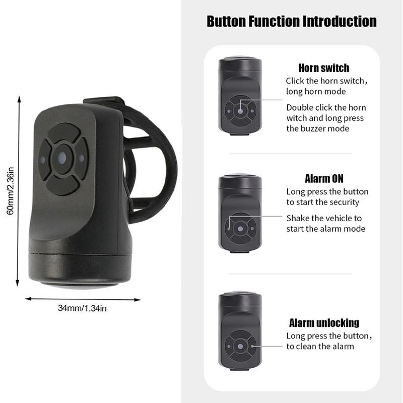 Bicycle Horn Motorcycle Electric Bell Horn 4 Modes USB Rechargeable Mountain Road Cycling Anti-theft Alarm Horn Bike Accessories