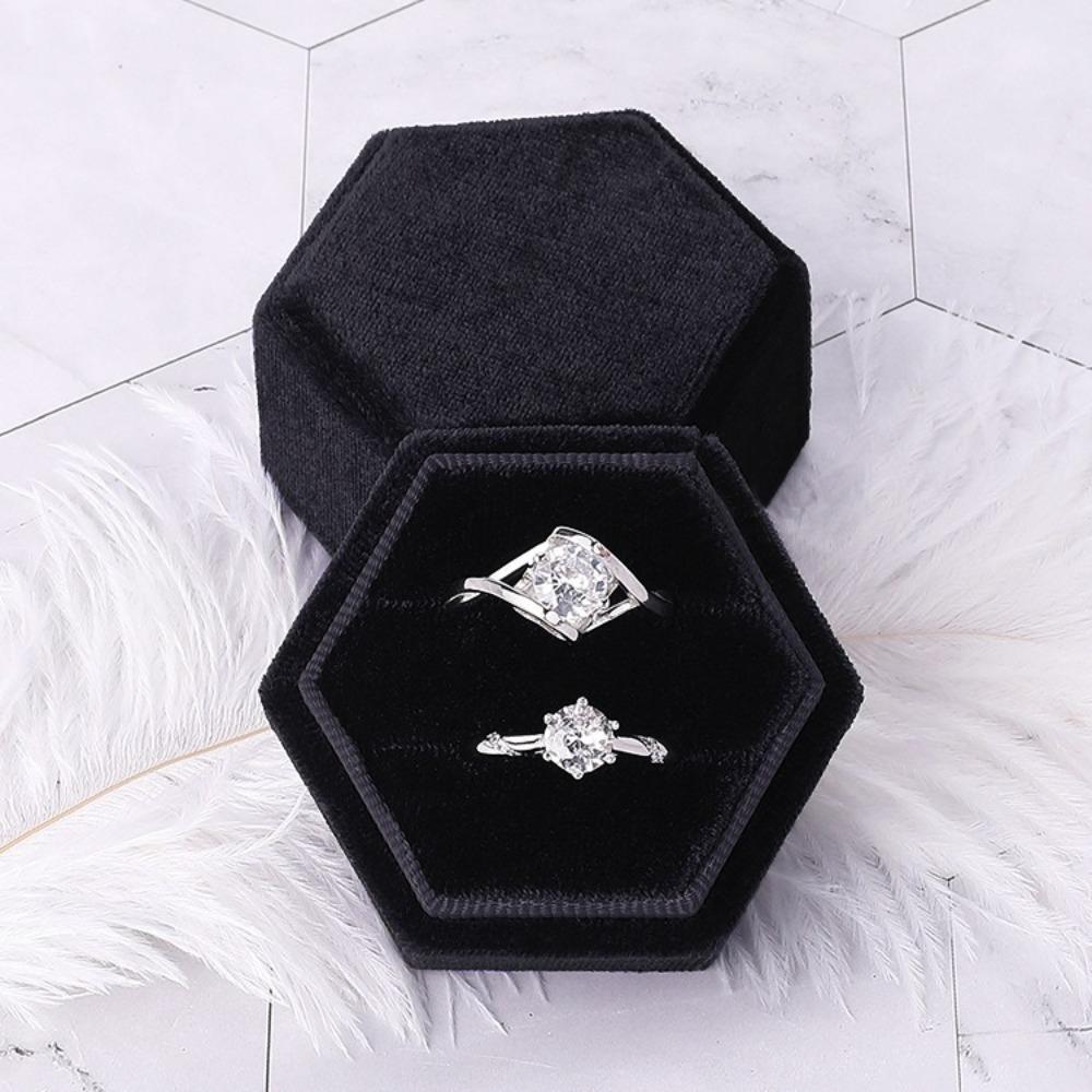 Hexagon Ring Box Velvet Gift Box New Jewelry Display Packaging  Anniversary
