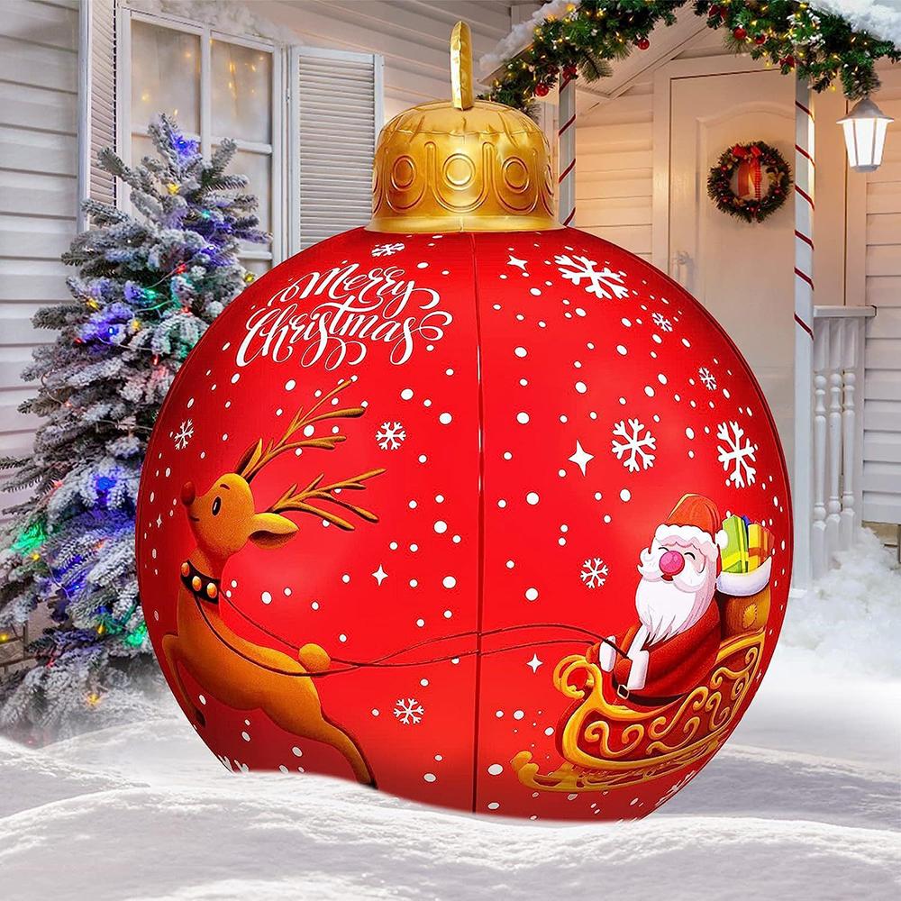 Runtowo Big PVC Inflatable Ball ,2025 Christmas Decor for Home,Santa Claus Snowman Christmas Ornaments,Xmas Gifts ,2026 New Year