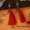 1 Pair Vintage Gothic Dark Skull Bride Tassel Drop Earrings  Halloween Fashion Casual Dangle Accessories For Party  Masquerade Festive Music Festival