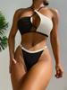 Asymmetric Thong Bikini Set 2025 Female Patchwork Brazilian Push Up Swimsuit Women Swimwear Bandage Bathing Suit