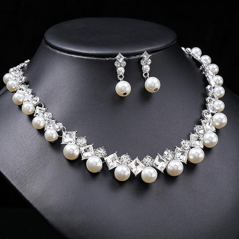 3pcs Women Zircon Necklace Earrings Set Light Luxury Bridal Zircon Versatile Boutique Accessories for Weddings Formal Dresses
