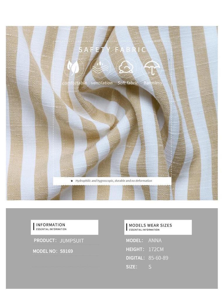 2025 Summer European & American V-neck Sleeveless Striped Short Jumpsuit