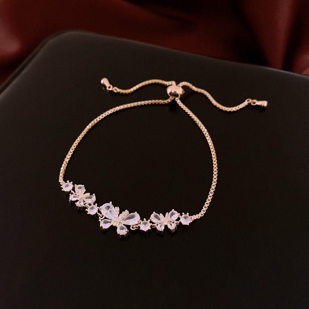 Adjustable Rhinestone Bracelet Hand  Jewelry Vintage Zircon Bangles  Lady