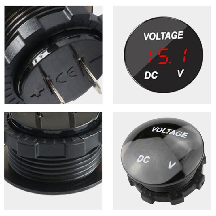 Panou LED Rotund Motorboat Motocicletă Mașină DC 12V-24V Indicator Volmetru Digital