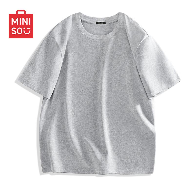 MINISO Unisex Pure Cotton Loose Fit Solid Color Short Sleeve T-Shirt