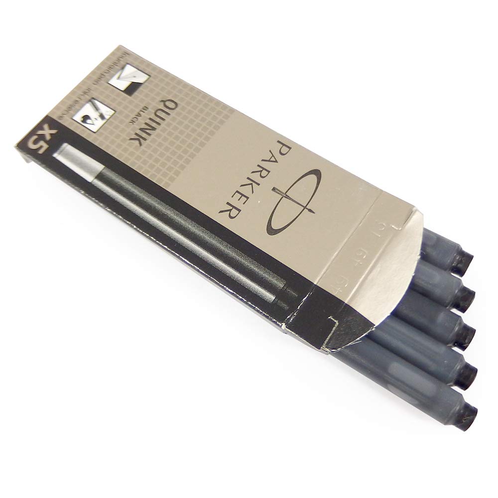 Parker Quink Black Ink Cartridges, 5-Box Set (5 Cartridges Per Box) S1162210 S0116200
