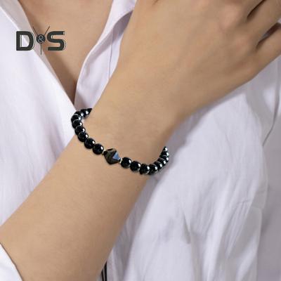 Black Obsidian Bead Bracelet Handmade Beaded Stretch Bracelets for Men Women 6mm Beads Feng Shui Bracelet for Mother's Day Father's Day Birthday Gifts