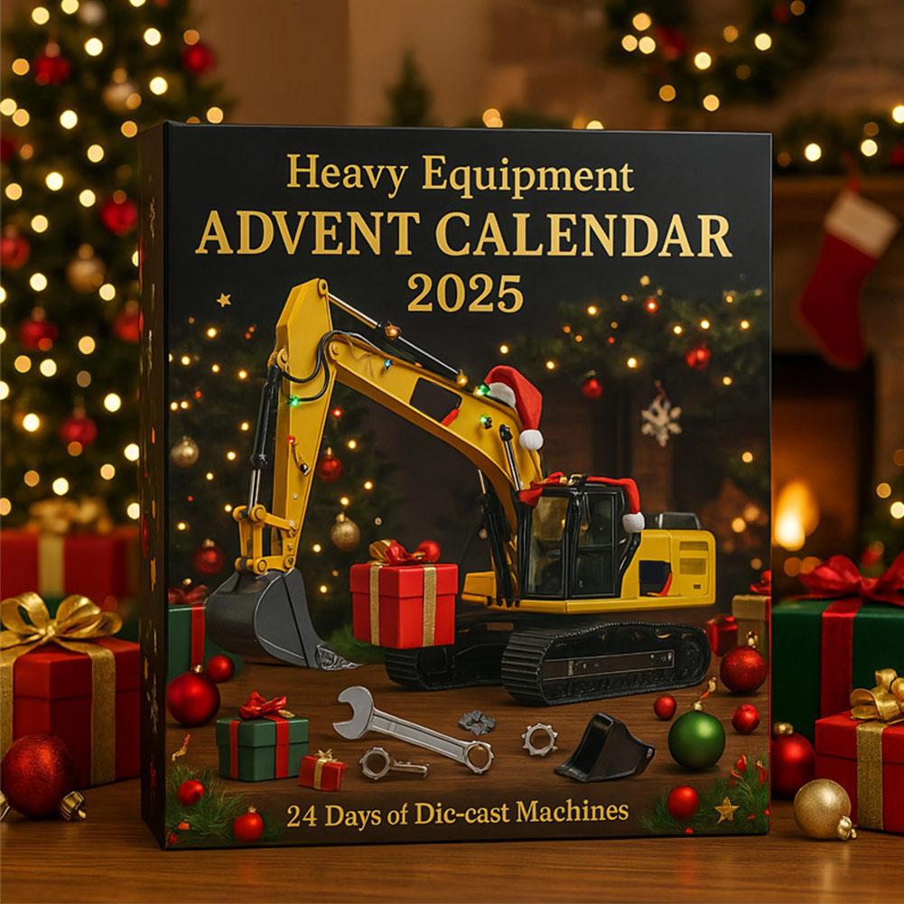 2025 Christmas Advent Calendar 2D Flat Acrylic Construction Vehicle Ornaments Heavy Equipment Xmas Countdown Calendar Gifts Box