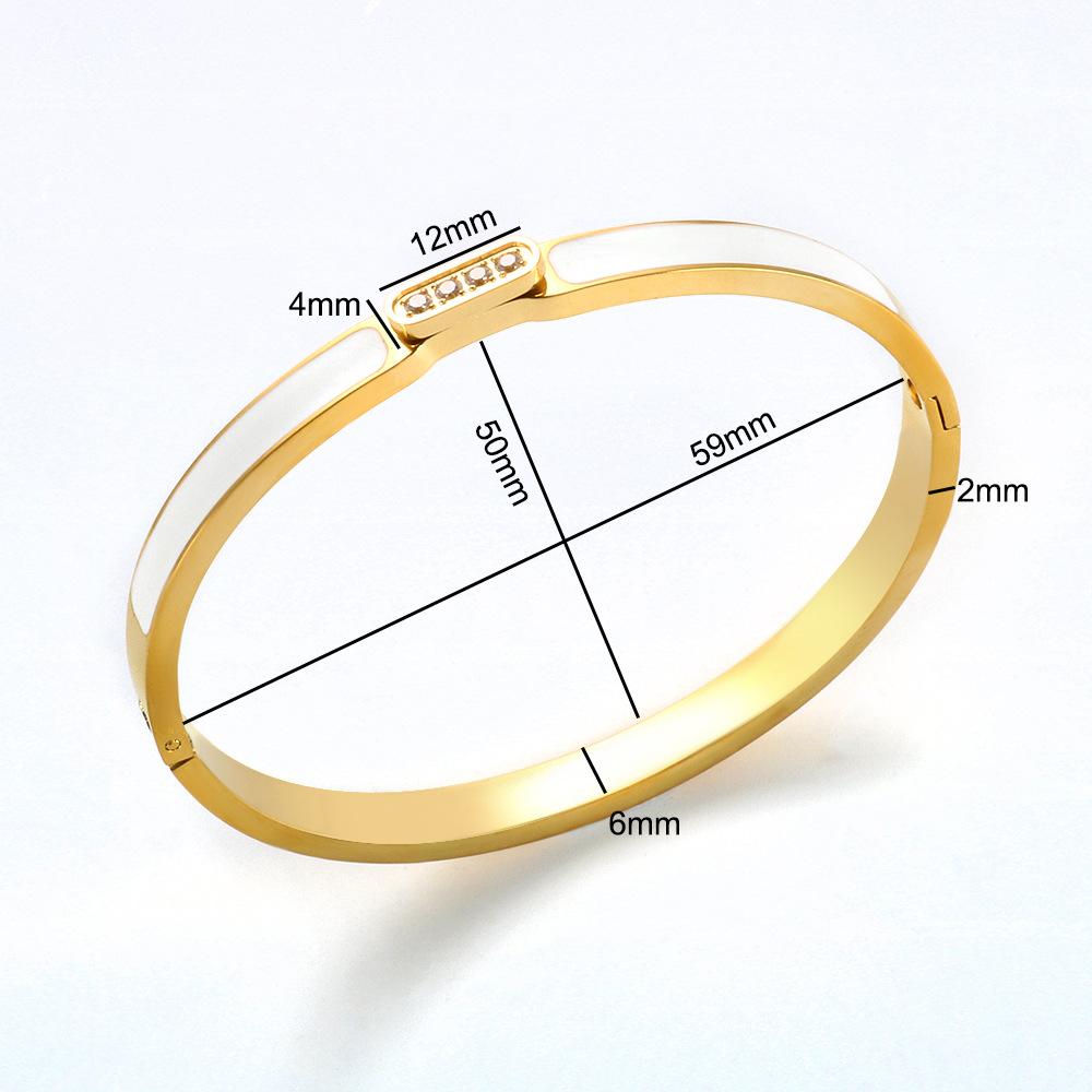 

Fashionable Stainless Steel Titanium Bracelet Women s Simple Versatile Cold Electric Plating 18K Gold Plated Diamond Drip Glue White Diamond epoxy bracelet
