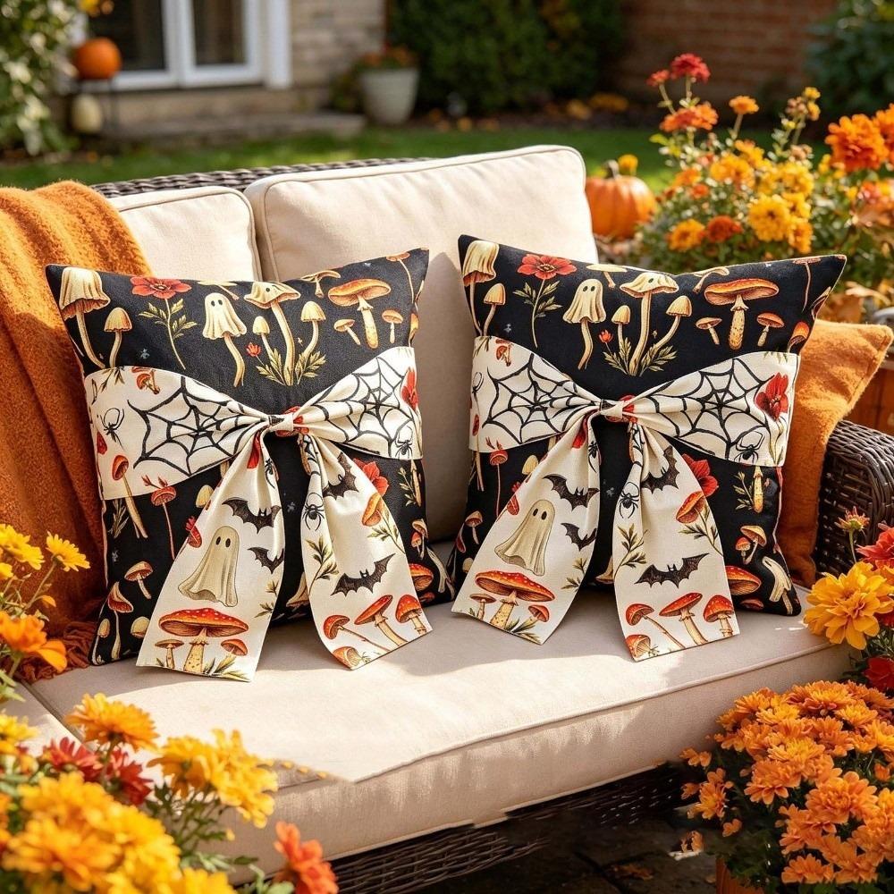 Hidden Zipper Halloween Cushion Cover 2D Printing Square Cushion Shell  Couch Pillow