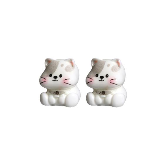 2 Pcs Mini Cat Figurines, Miniature Kittens Micro Landscape Decoration, Tiny Resin Animal Cake Toppers for DIY Terrarium Crafts, Fairy Moss Garden