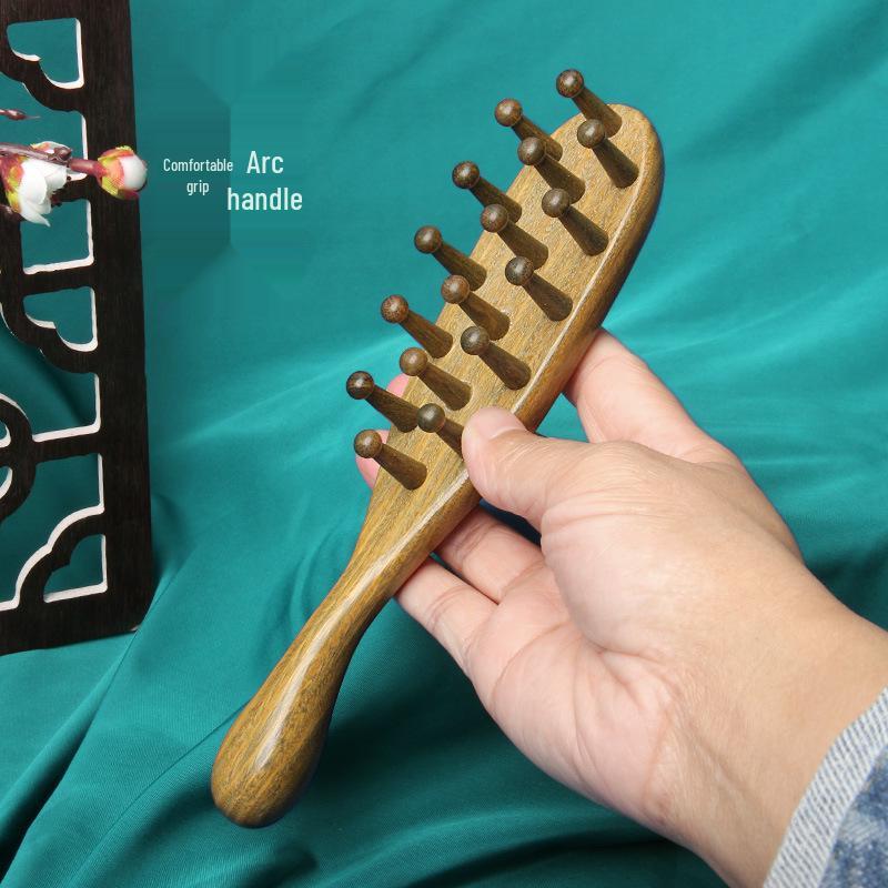 Natural Green Sandalwood Scalp Massage Comb for Men & Women - Anti-Hair Loss Hair Washing Brush